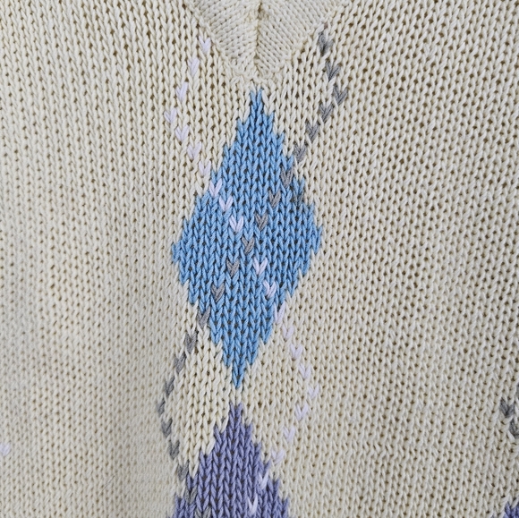 🌼 Vintage Alan Flusser Argyle Sweater Vest – 100% Cotton – Size M - Picture 10 of 10